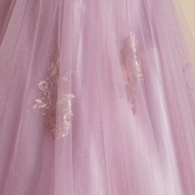ANNABELLE/ ロマンティックレース刺繍グリッターローズカラードレス