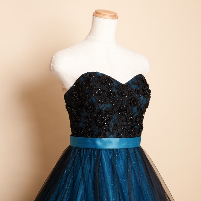 ANNABELLE/ ビジュー刺繍レースグリッターエメラルドステージドレス