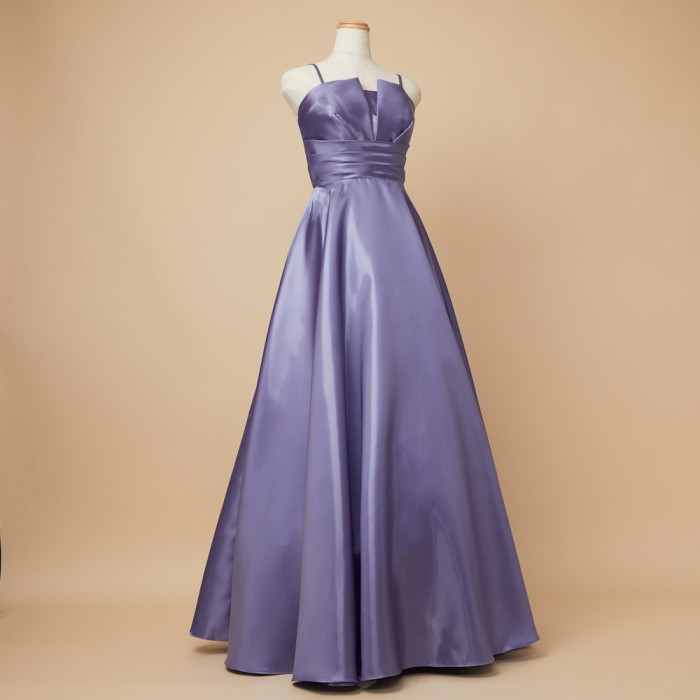 扇風タックシャイニーサテンキャンディレッドドレス