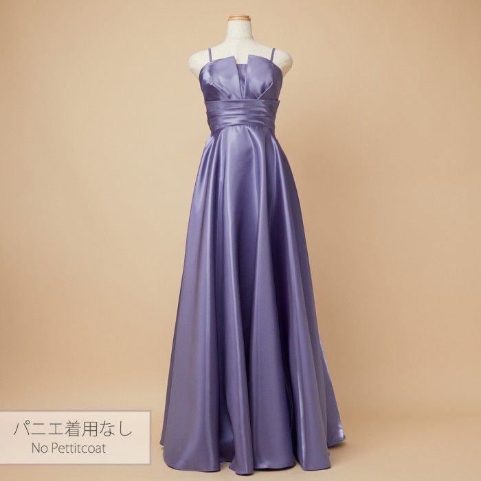 試着のみ★ANNABELLE シャイニーサテン　パープルグレードレス 扇風タックシャイニーサテンキャンディレッドドレス