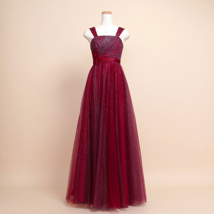 ANNABELLE/ 2色チュールグリッターワインカラージュニアドレス