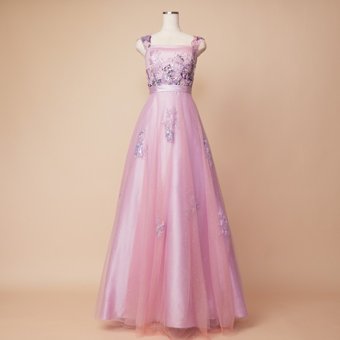 ゴージャスビーズ刺繍ピンクラメチュールドレス