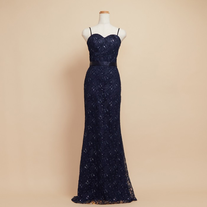 ケープ付き総レースマーメイドスタイルブラックドレス