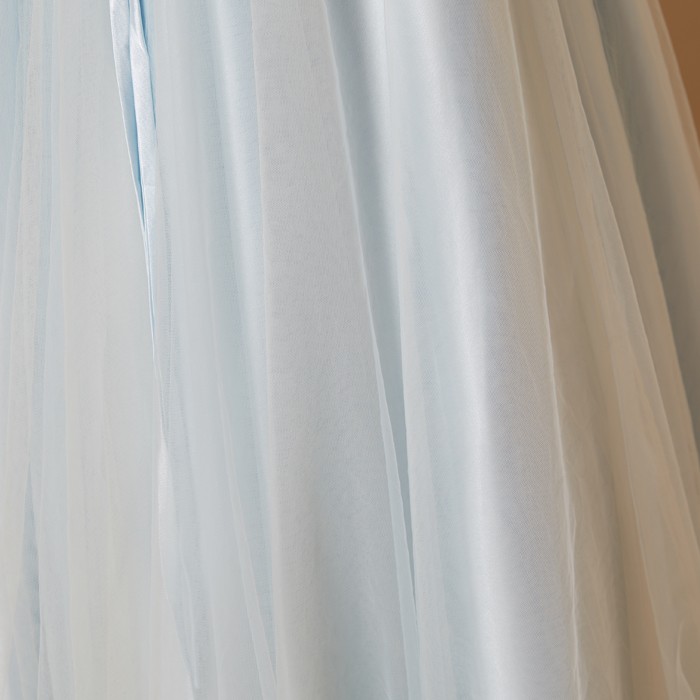 2色チュール使いラメレースベビーブルーカラードレス　カラードレス　演奏会用ドレス 2色チュール使いラメレースベビーブルーカラードレス