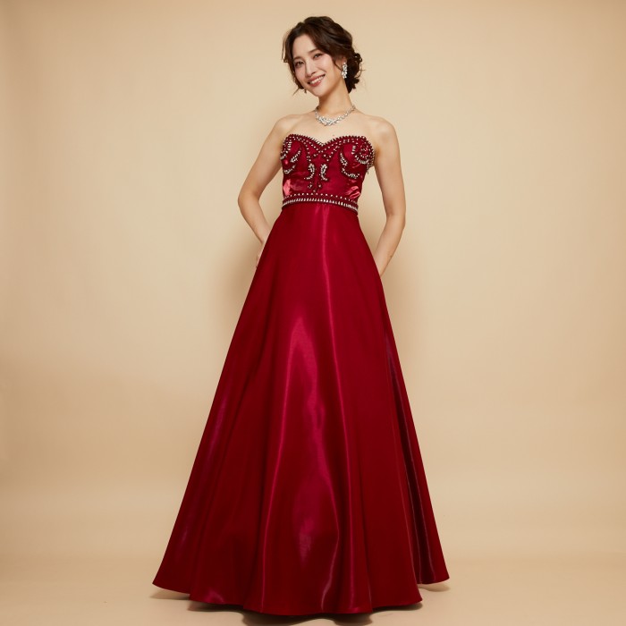 レッドワインカラードレス