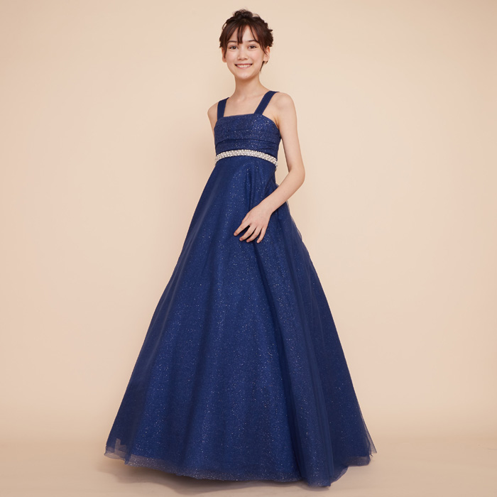 ネイビーグリッタージュニアドレス